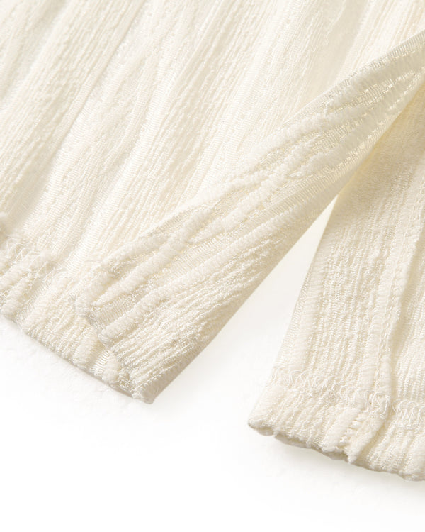 レース立体ニットオーバーシャツ｜white