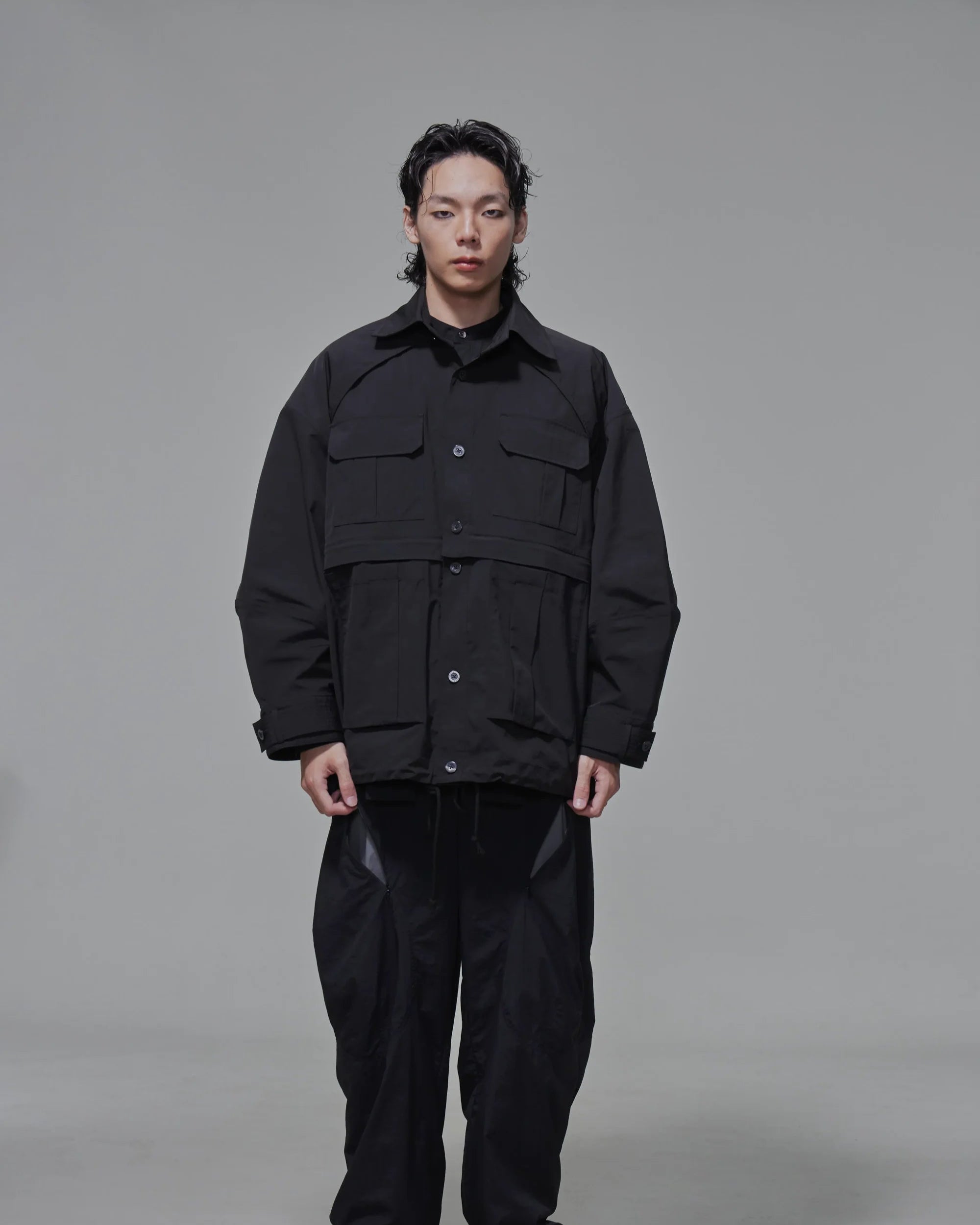 Oversized multi-way Field Jacket Black