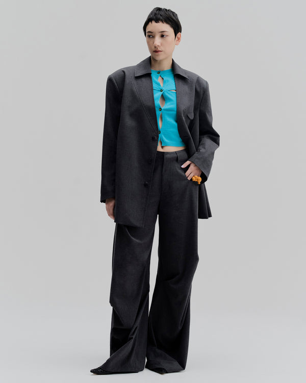 Structured High-Rise Pleated Pants | Dark Gray