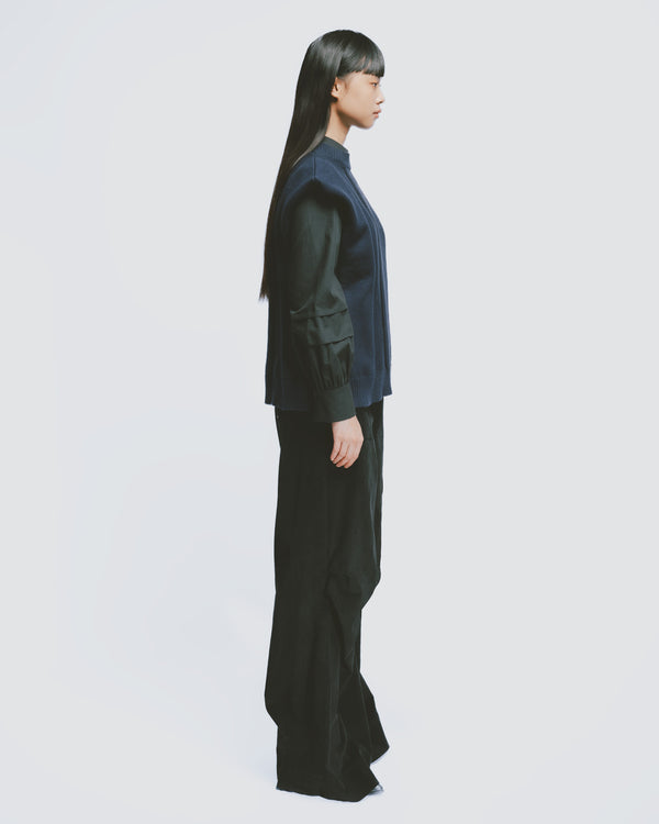 リブニットベスト｜Navy
