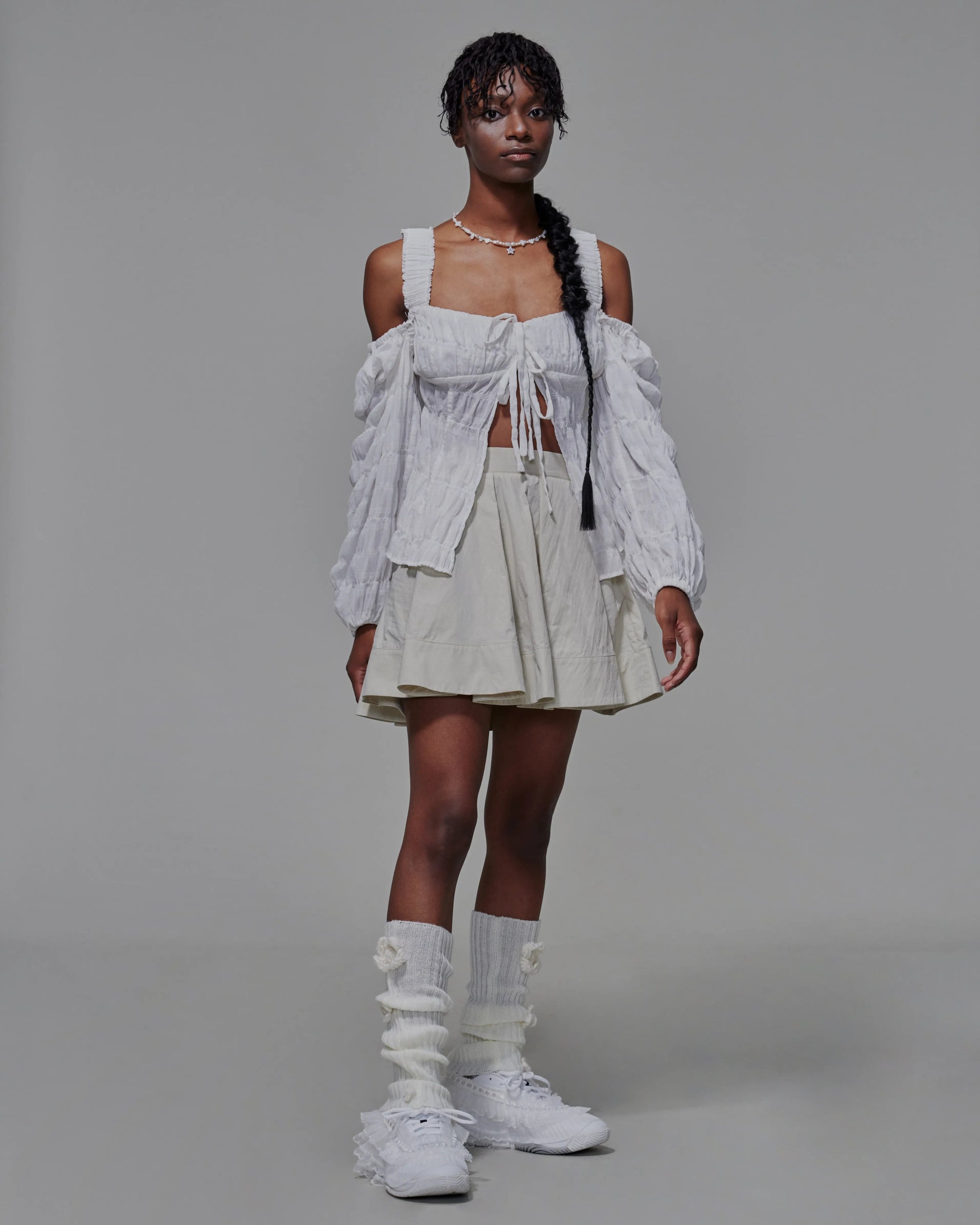 Gathered Chest Front Tie Top