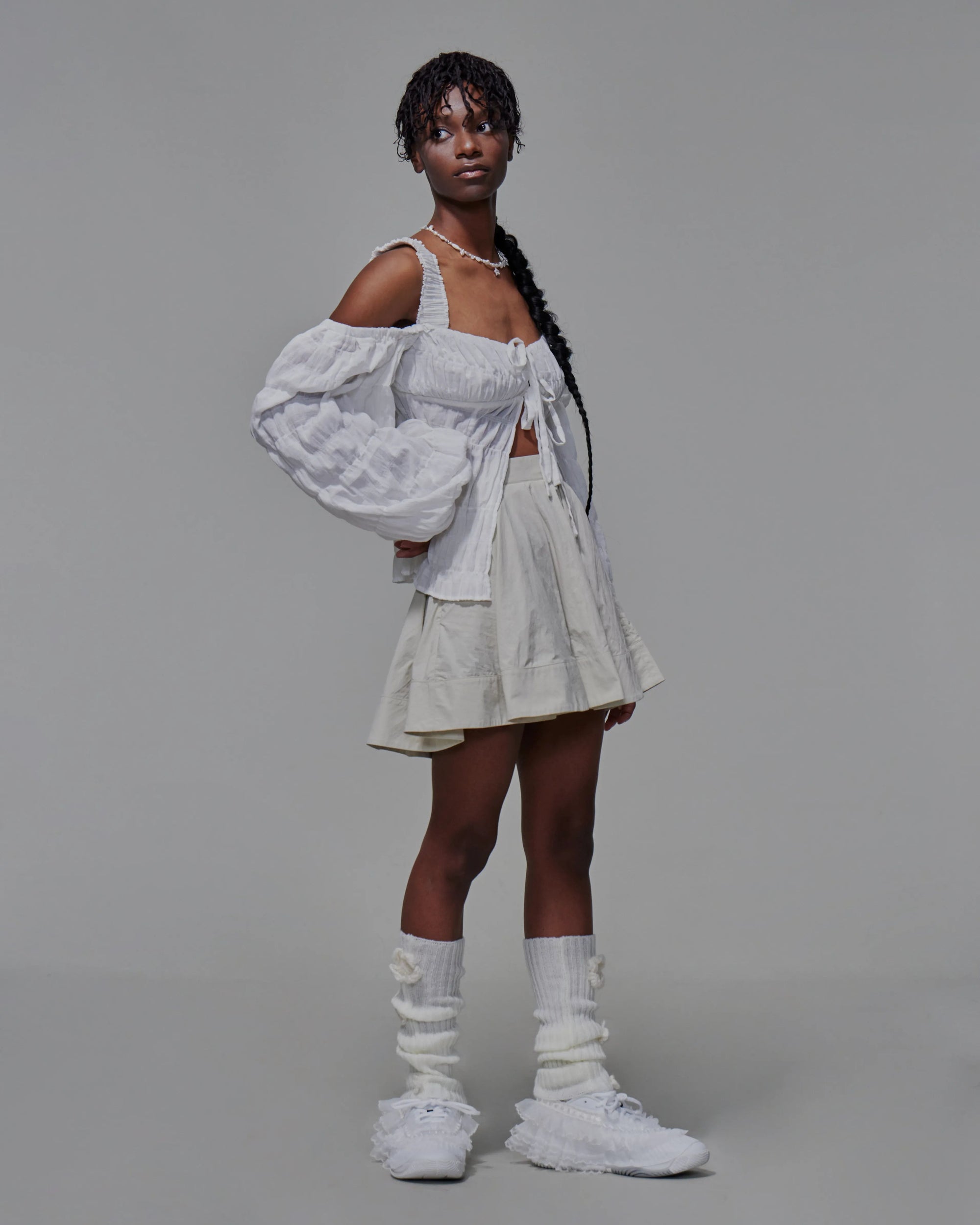 Gathered Chest Front Tie Top