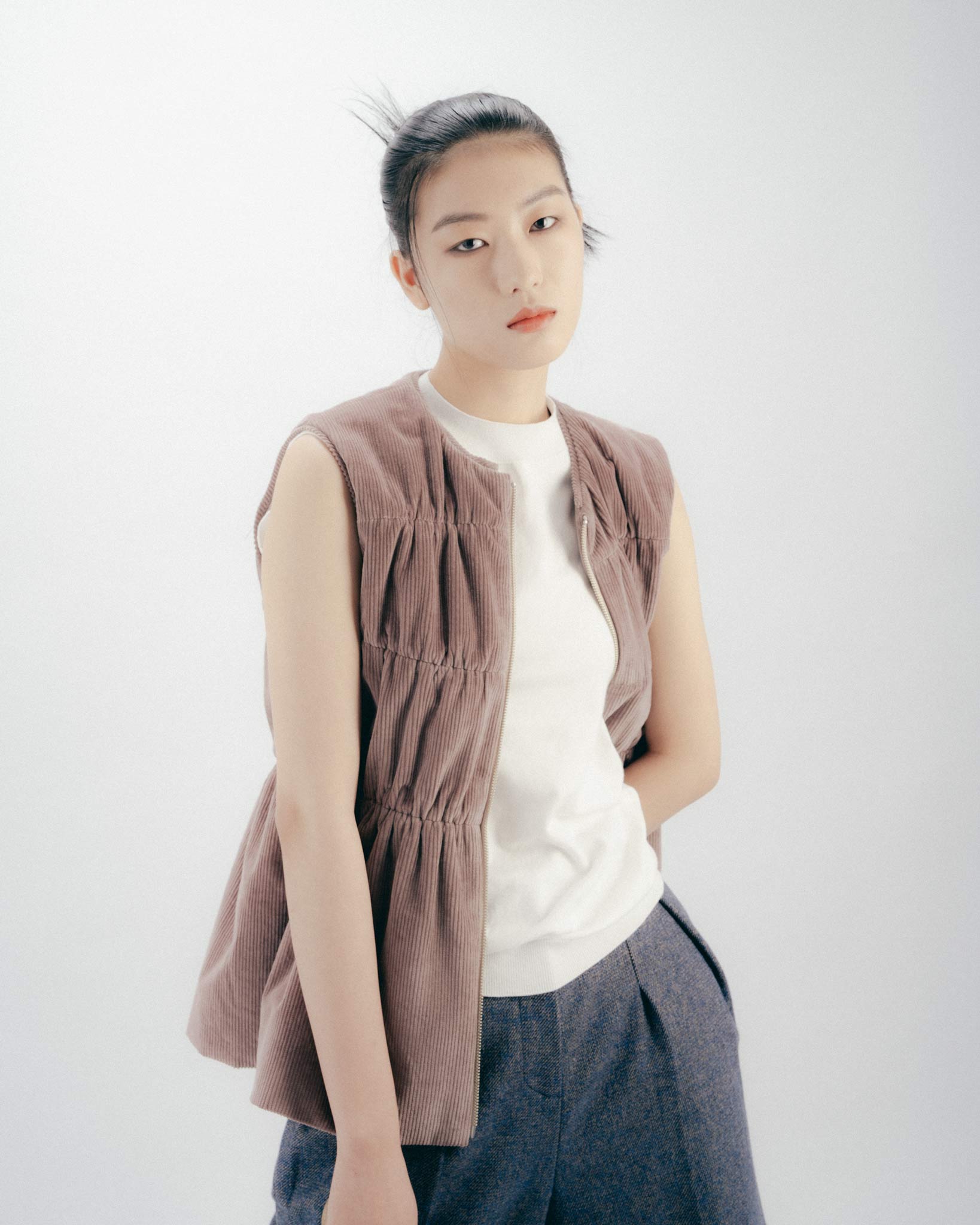 コーデュロイボリュームベスト｜Purple