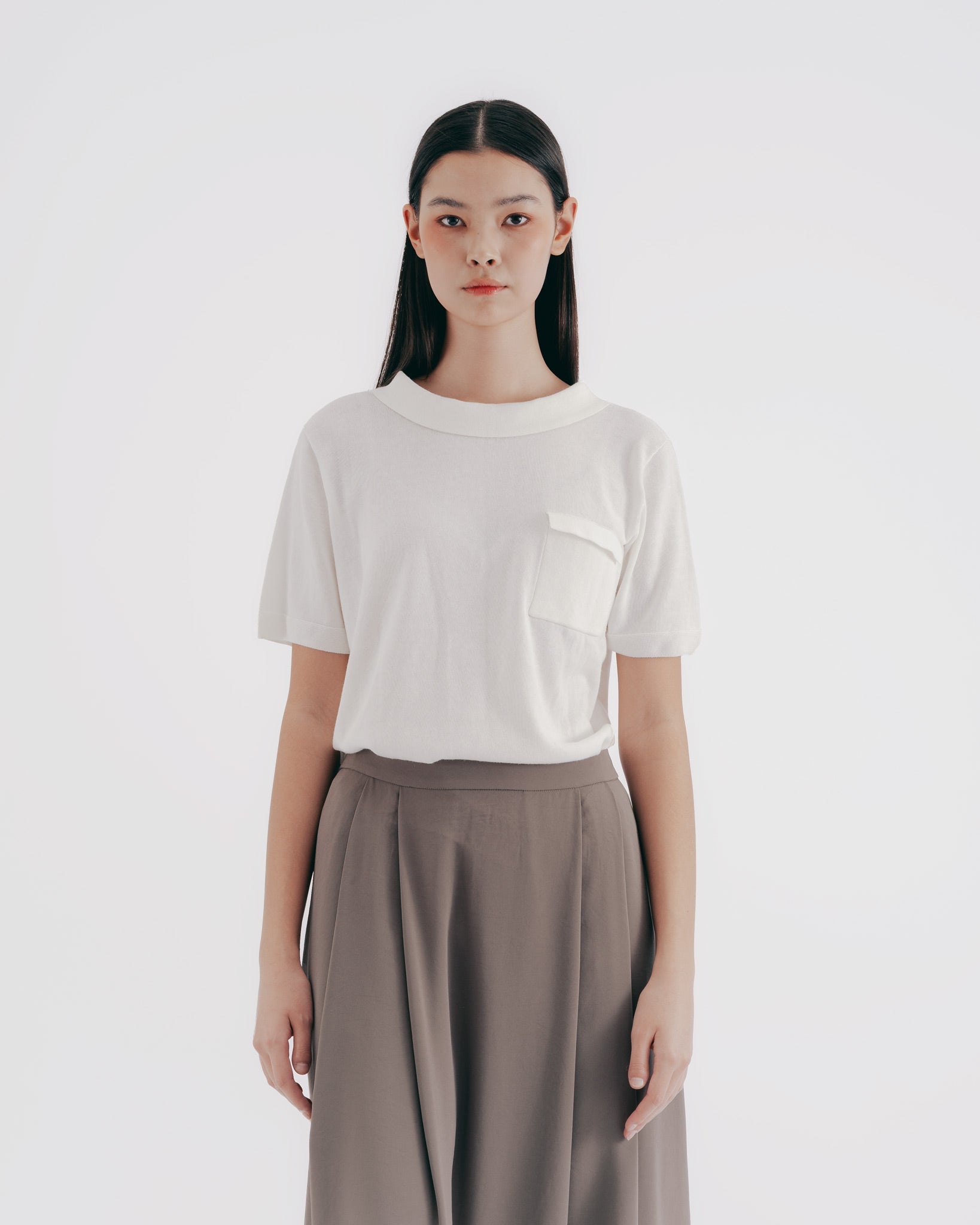 前後2WAY ニットPOLOシャツ｜white