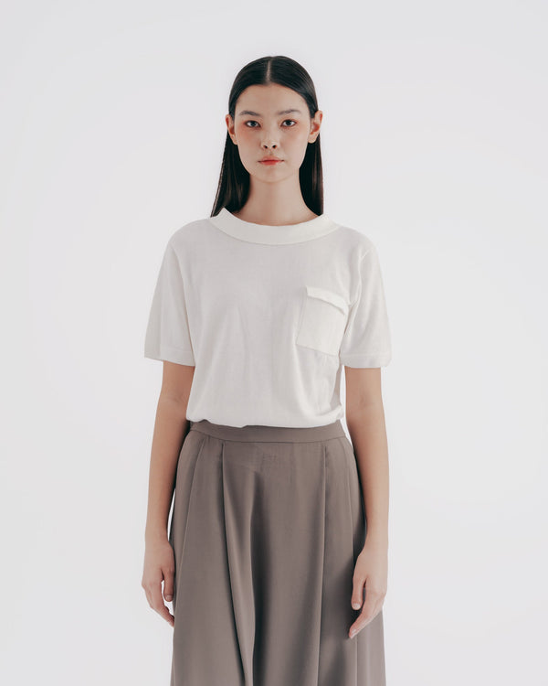 前後2WAY ニットPOLOシャツ｜white