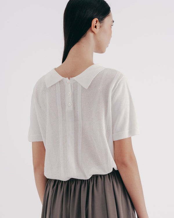 前後2WAY ニットPOLOシャツ｜white 2