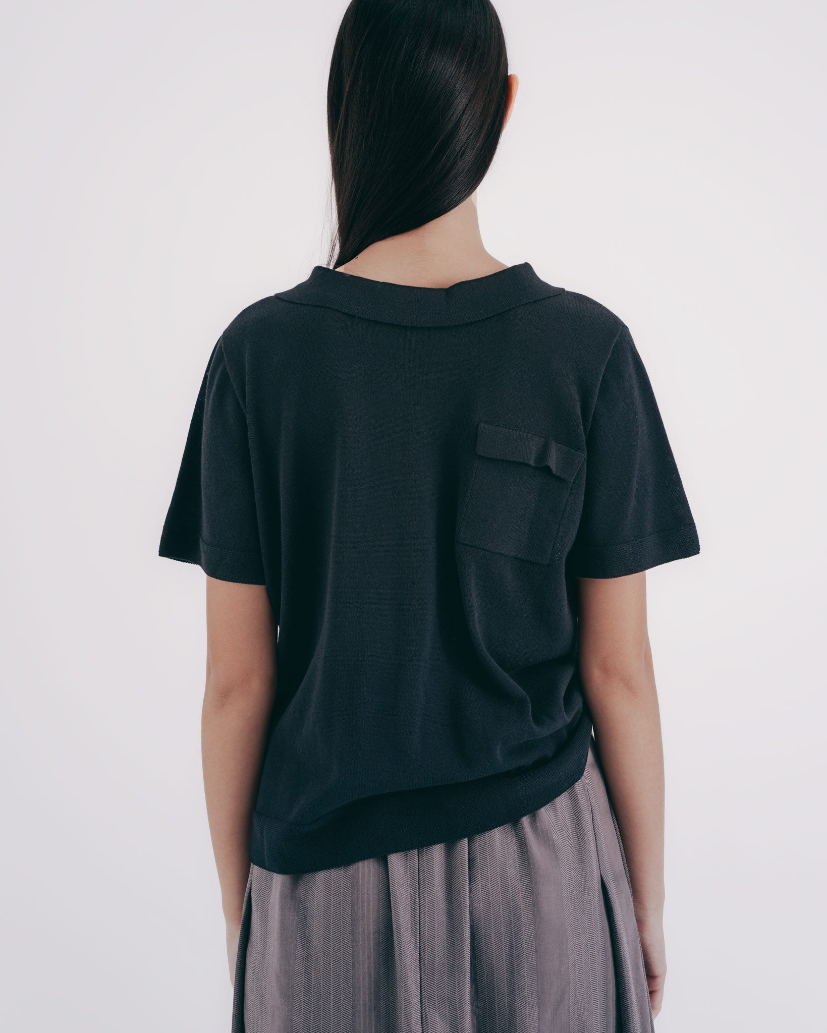 前後2WAY ニットPOLOシャツ｜black 2