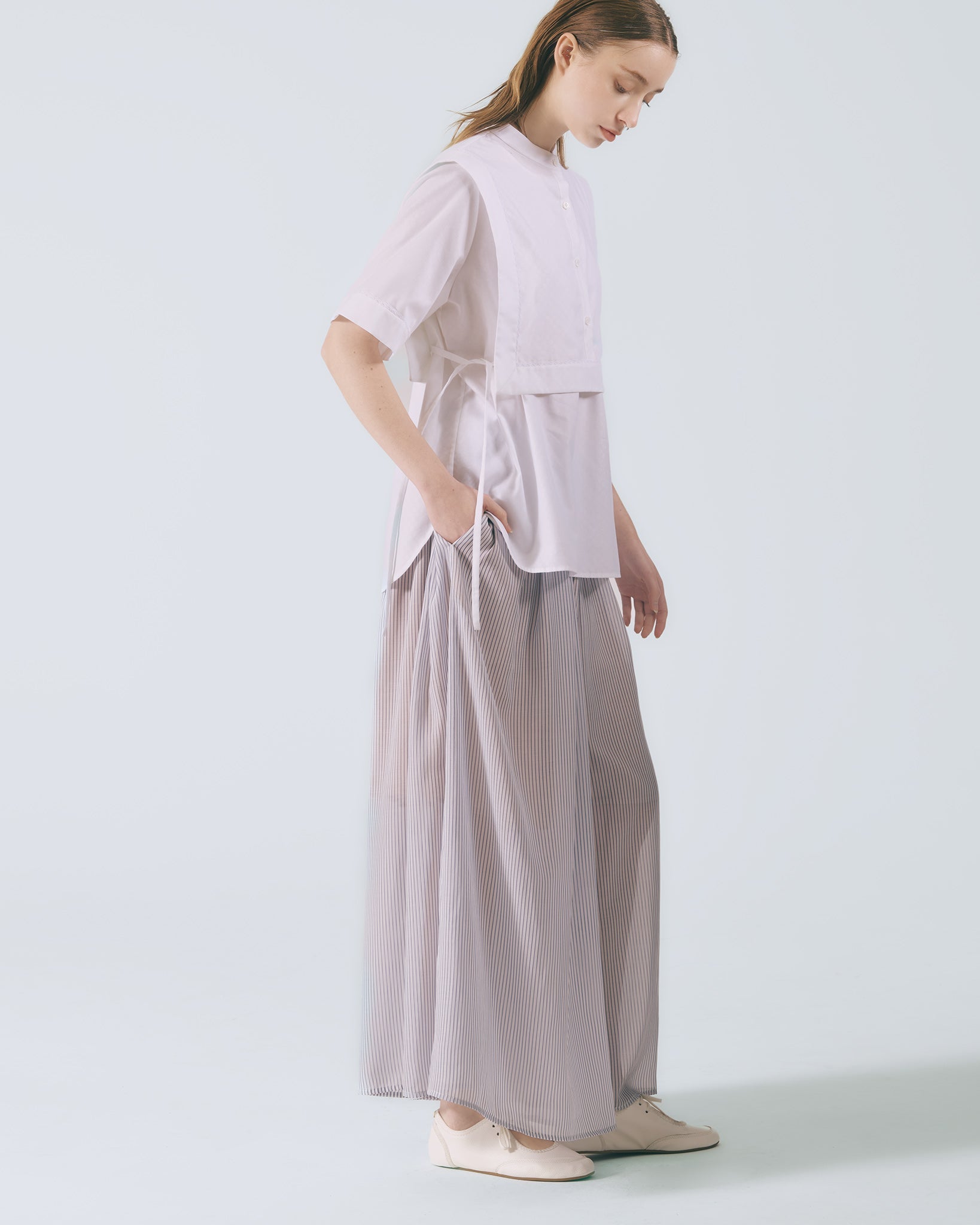 ケープカラー 2WAY半袖シャツ｜white 2