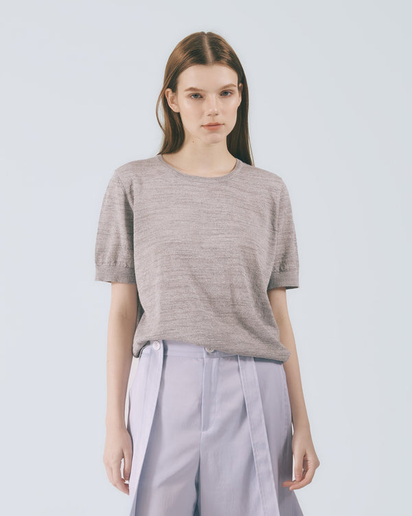リブニットTシャツ｜light grey