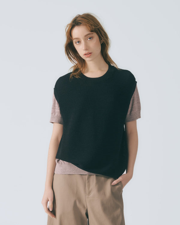リブニットTシャツ｜pink grey