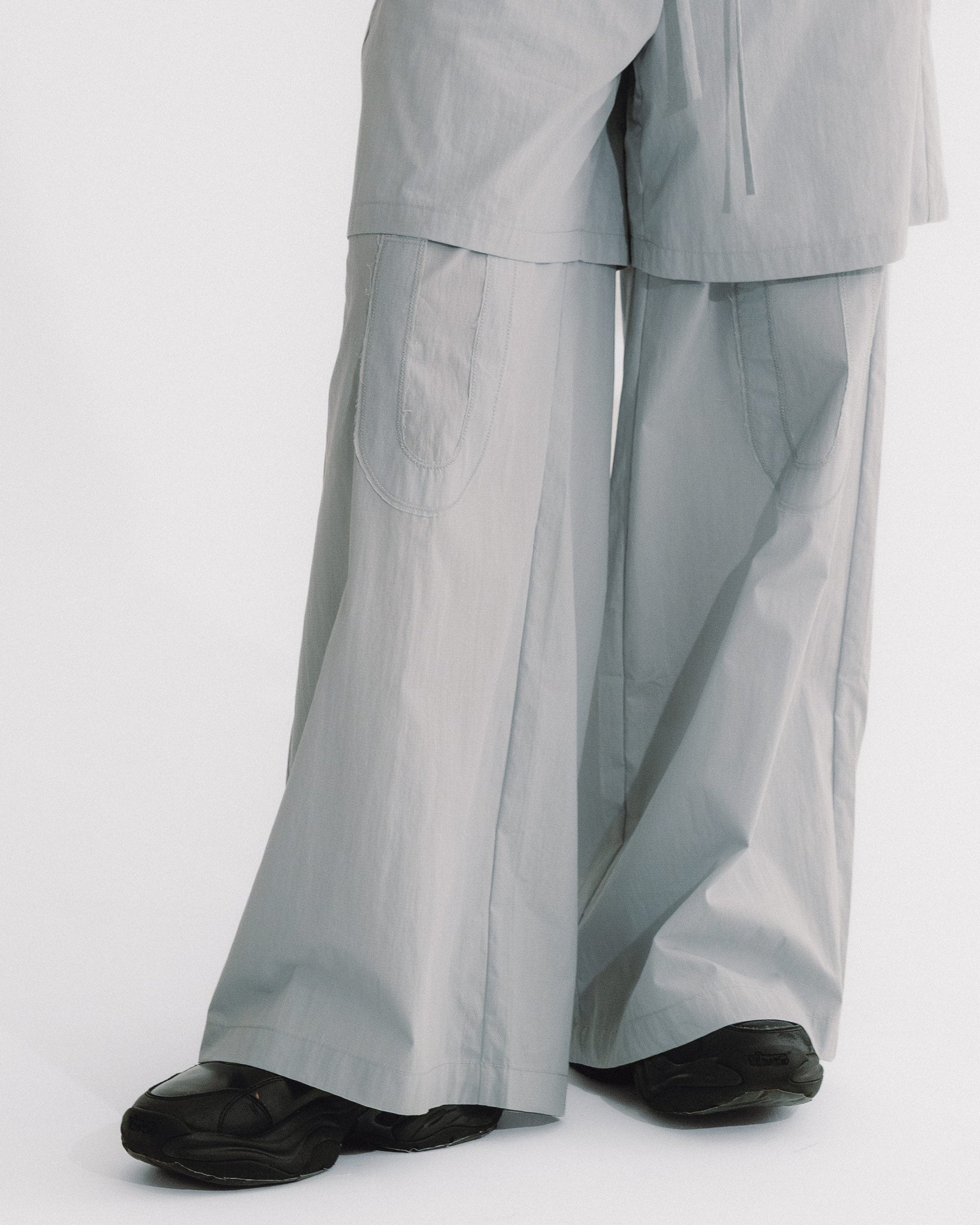 ドローストリング レイヤード風ワイドパンツ｜grey 2