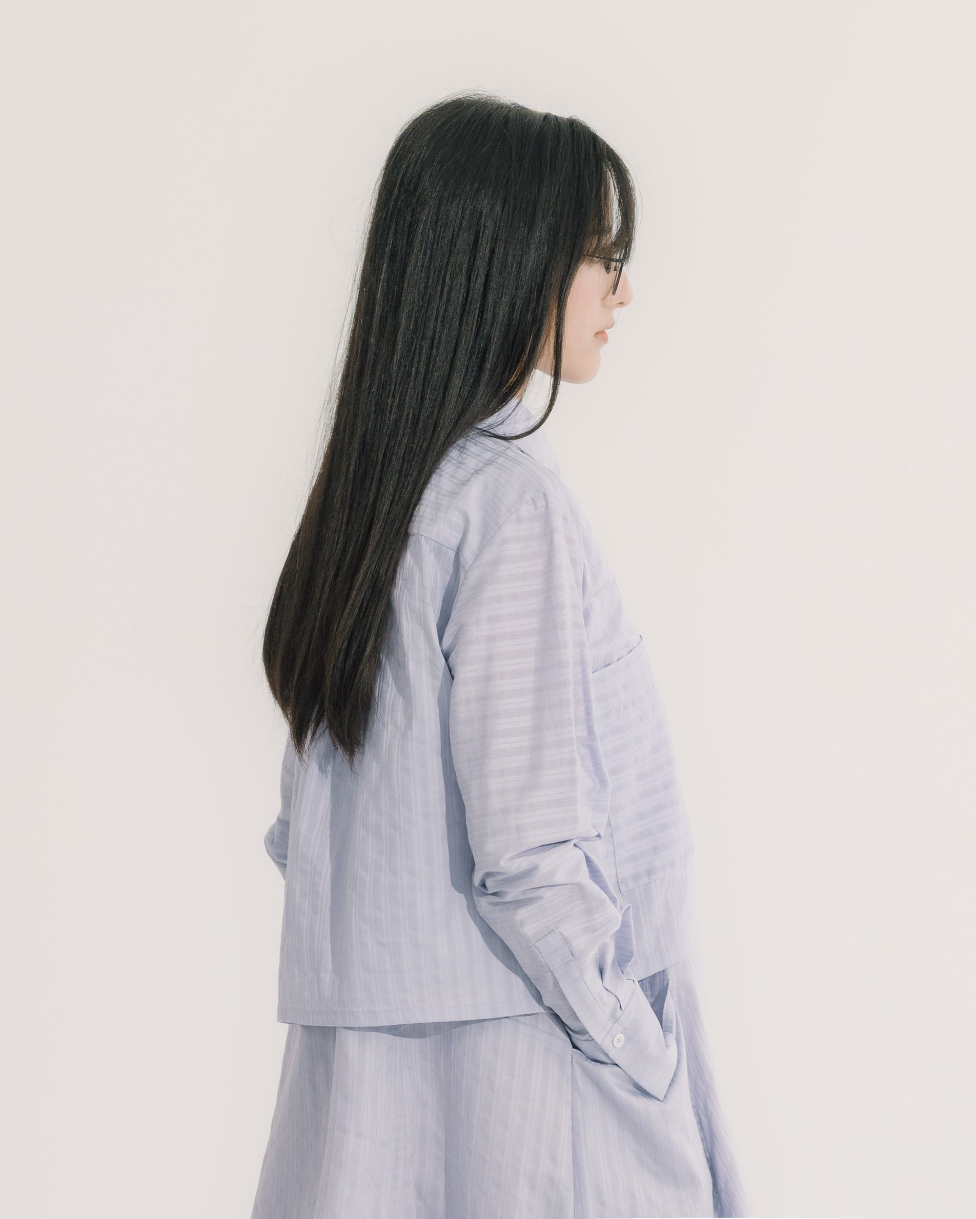 立体ポケット フレアワンピース｜purple stripe 7