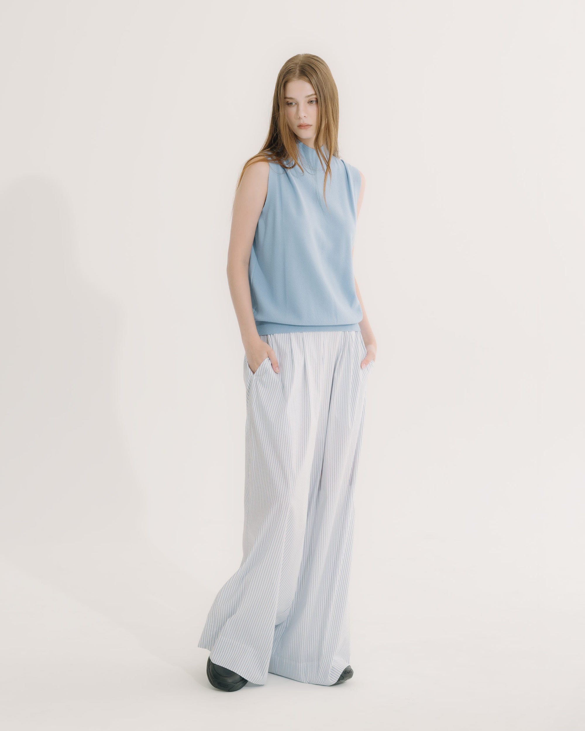 ドレープ ハイウエスト ワイドパンツ