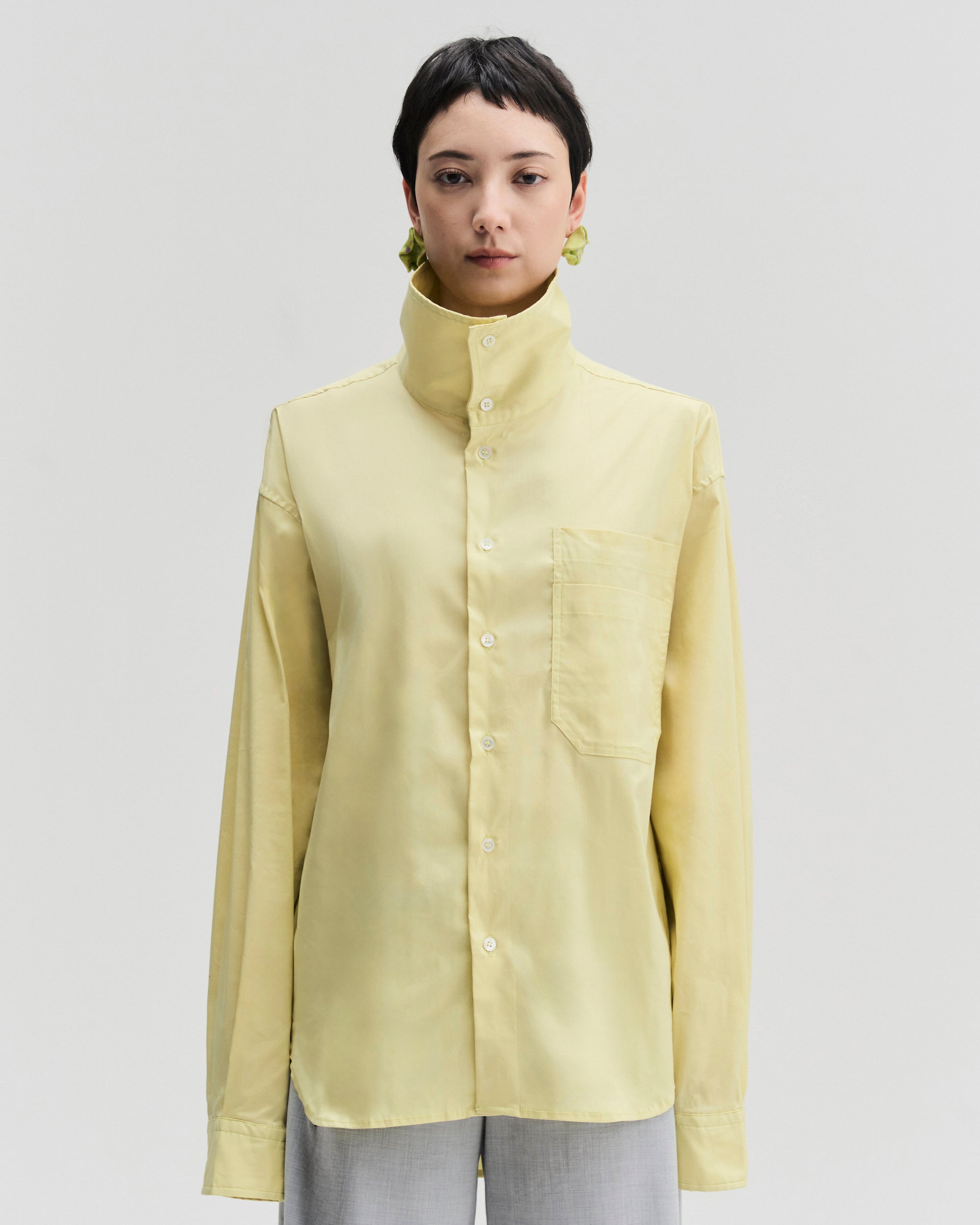 Convertible Collar Shirt | Yellow-Green
