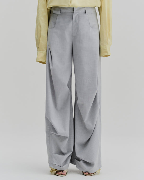 Structured High-Rise Pleated Pants | Light Gray