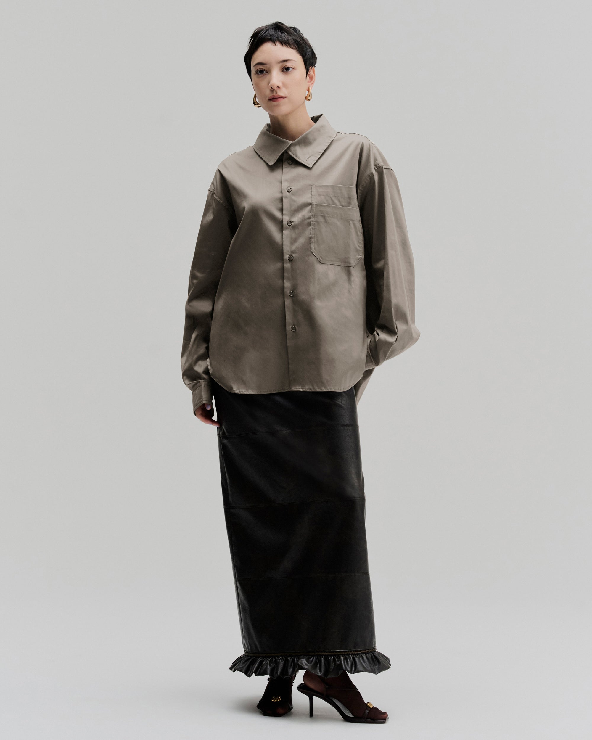 Convertible Collar Shirt | Sage Green