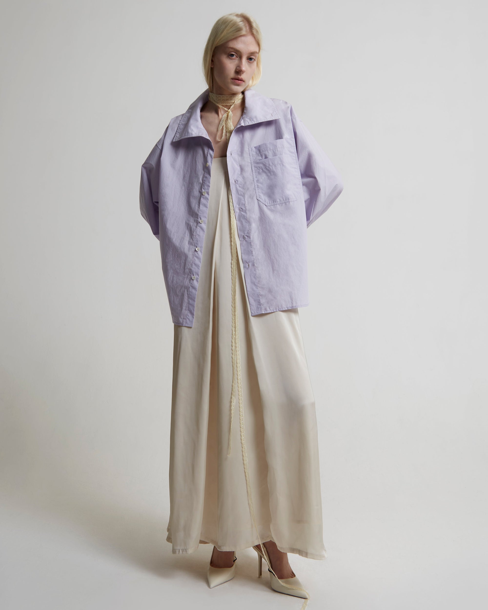 Convertible Collar Shirt | Light Purple