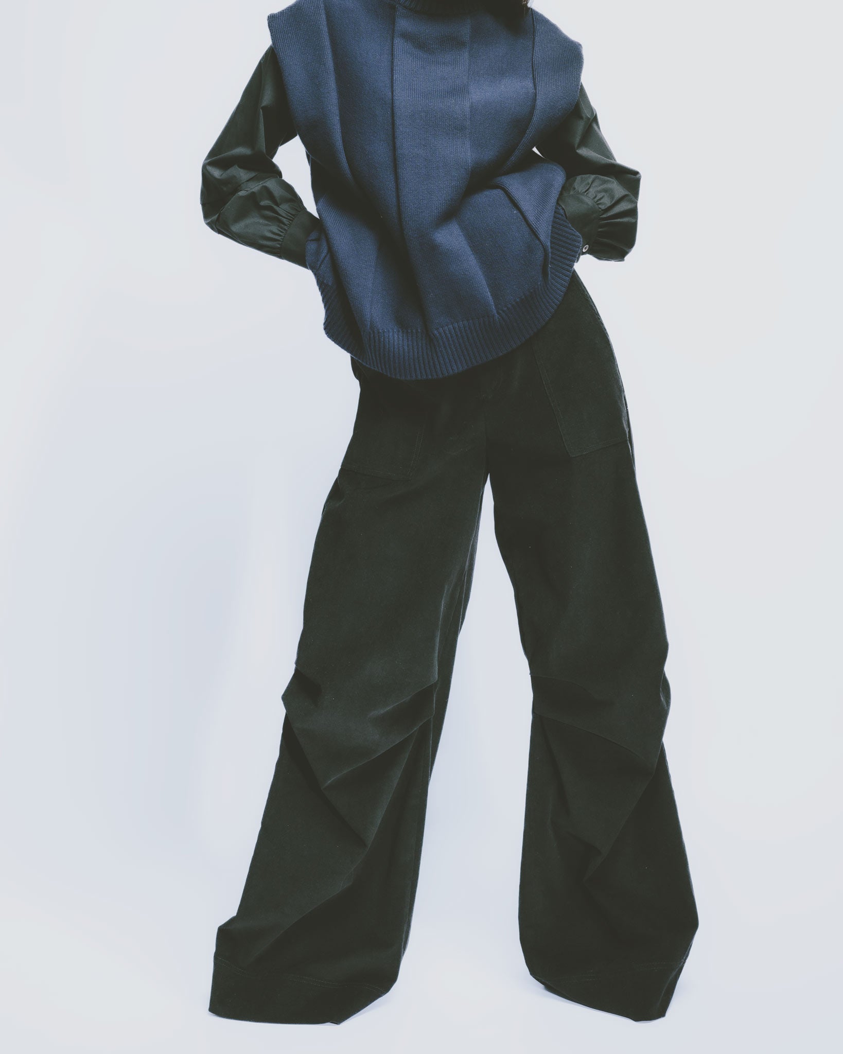 リブニットベスト｜Navy