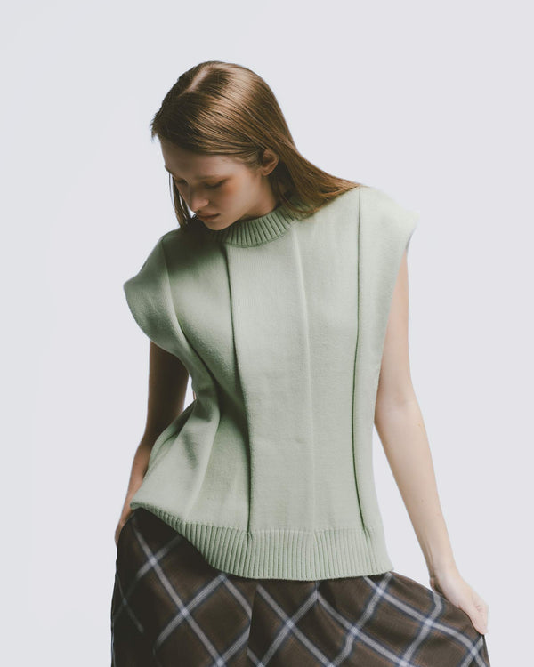 リブニットベスト｜Light Green