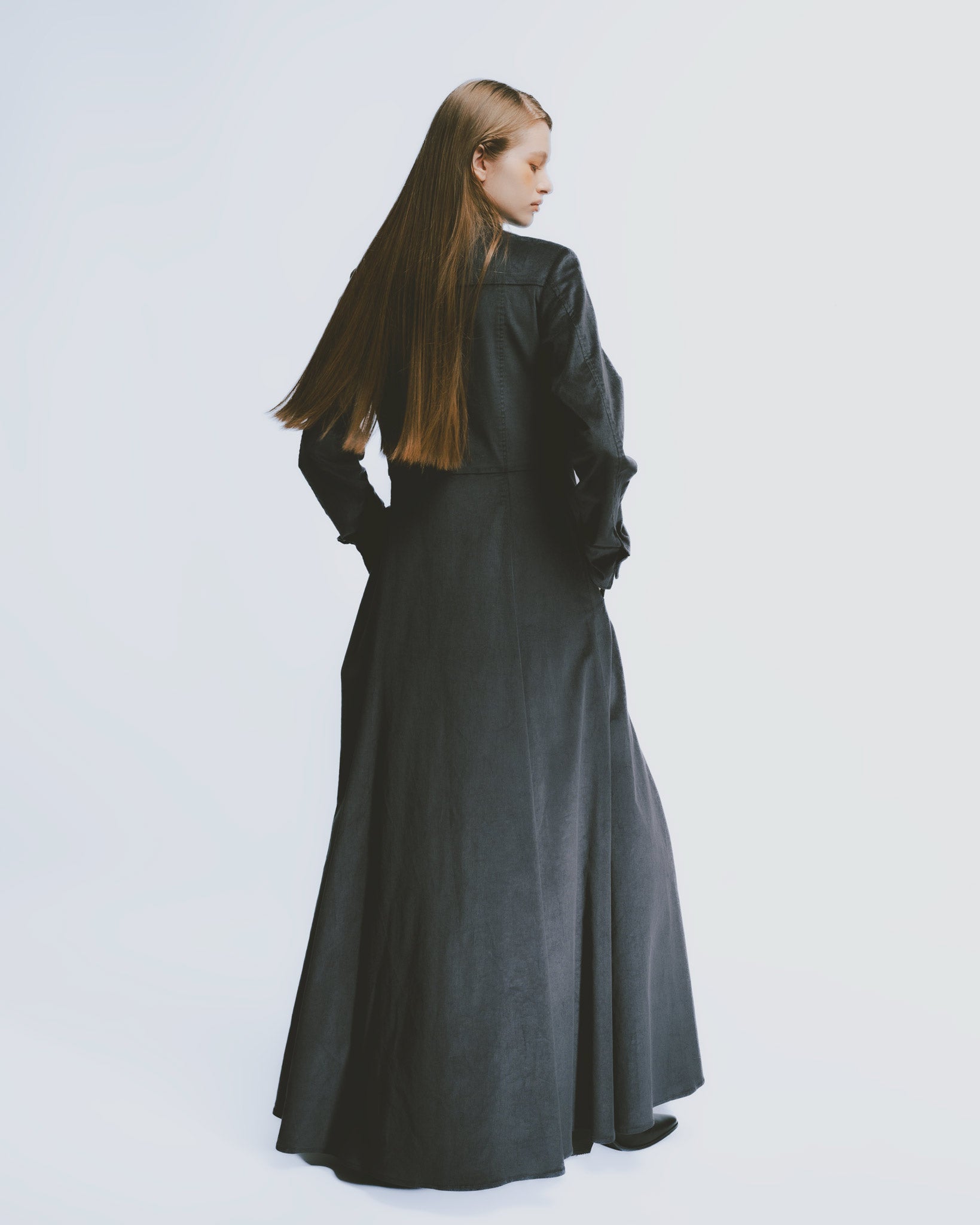 コーデュロイシャツカラードレス｜Gray