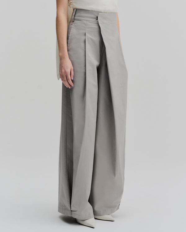 Pleated Wide Cuff Pants | Light Grey