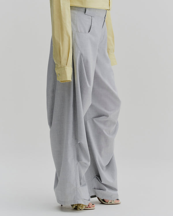 Structured High-Rise Pleated Pants | Light Gray