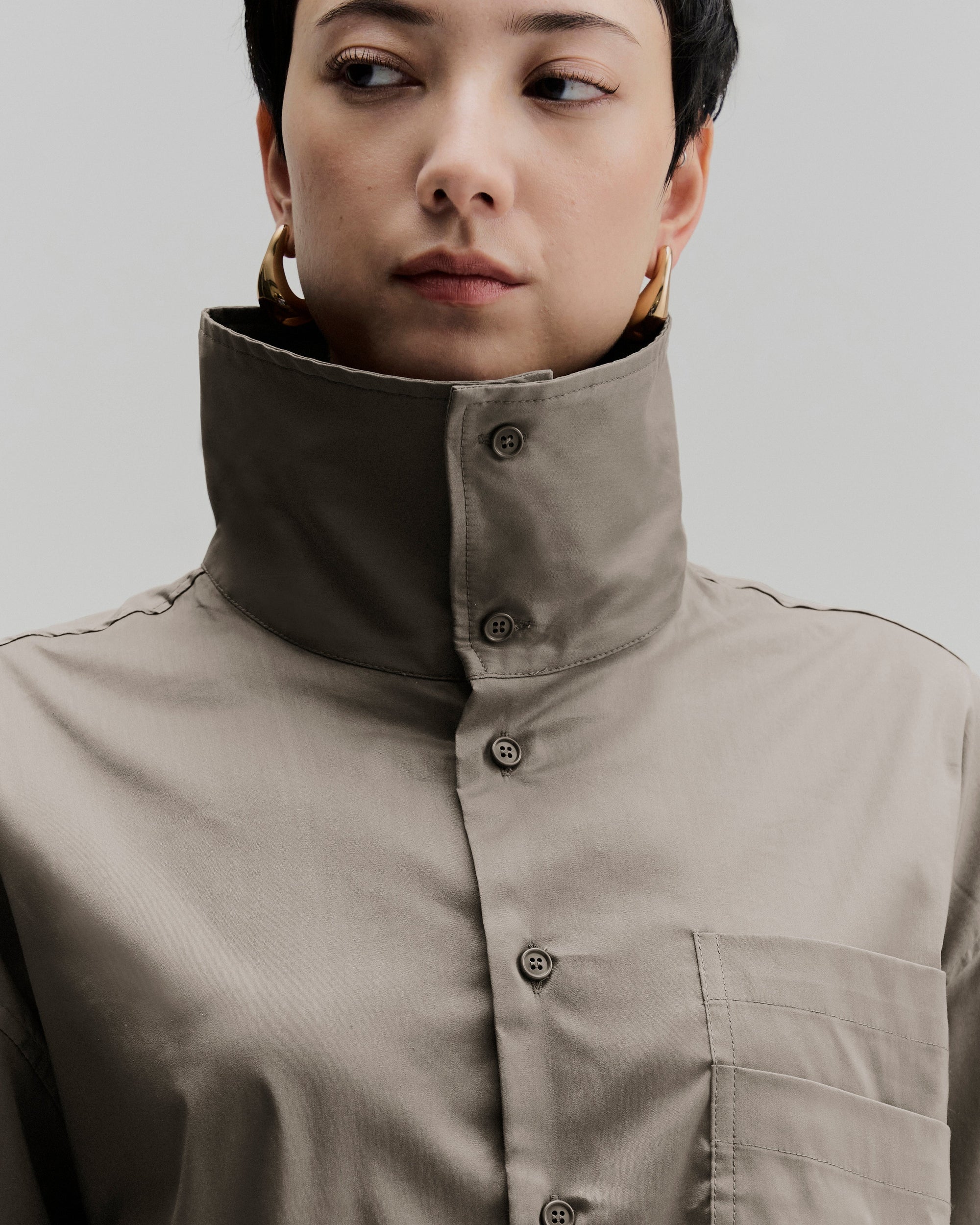 Convertible Collar Shirt | Sage Green