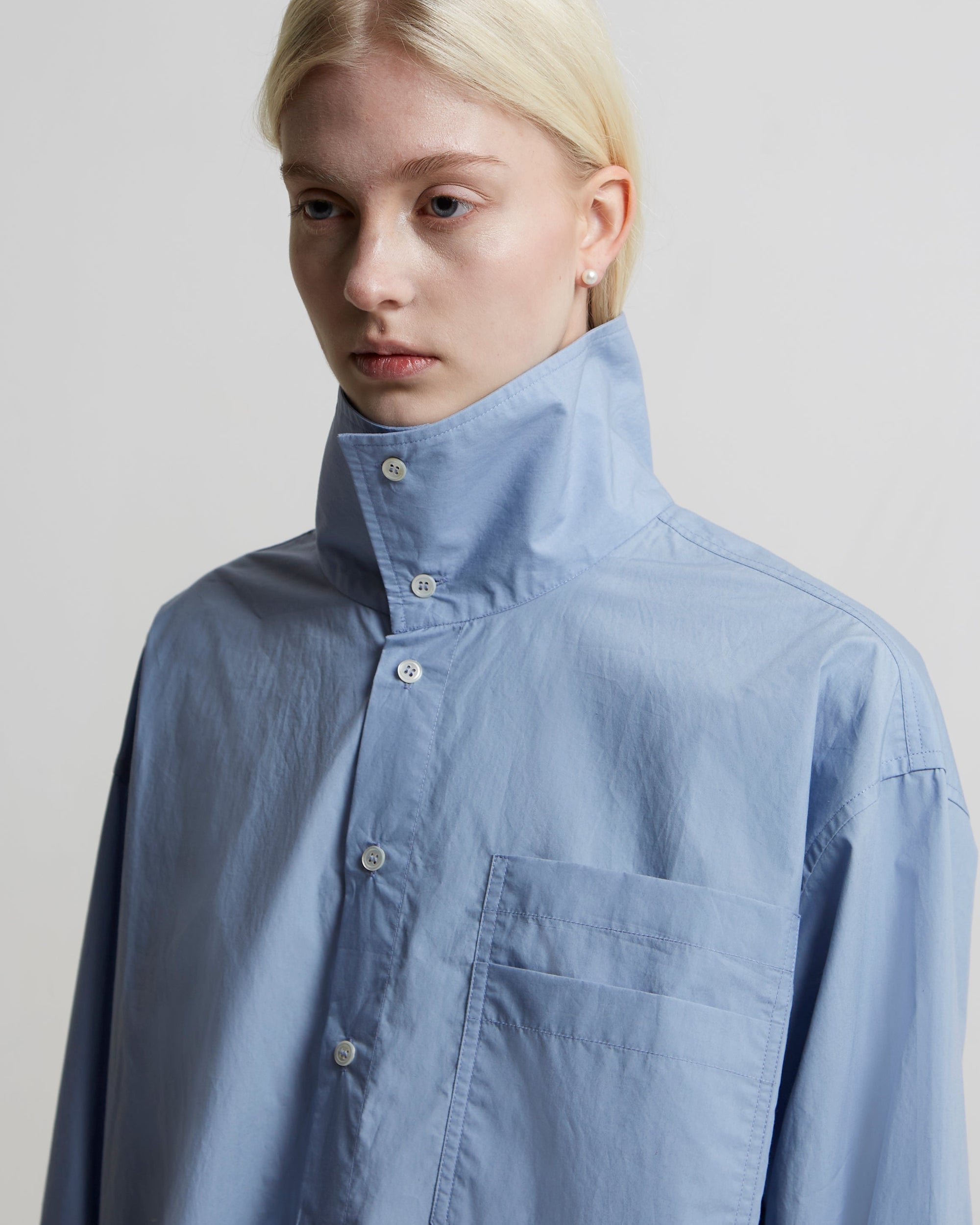 Convertible Collar Shirt | Light Blue