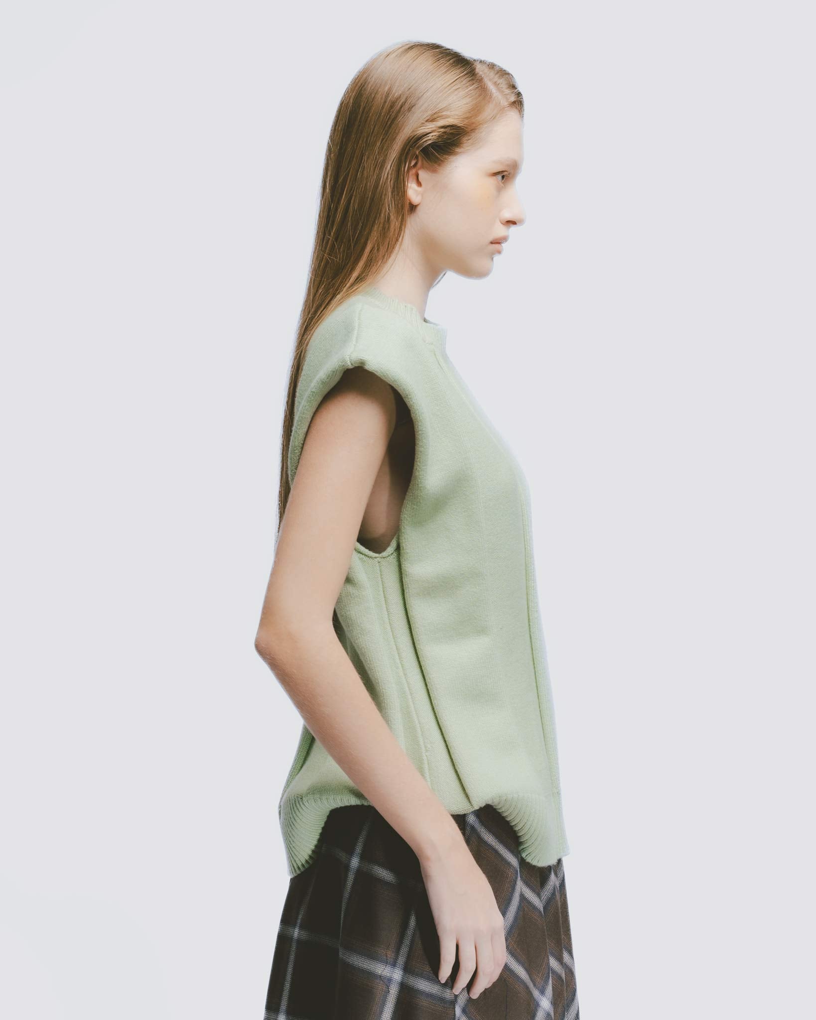 リブニットベスト｜Light Green