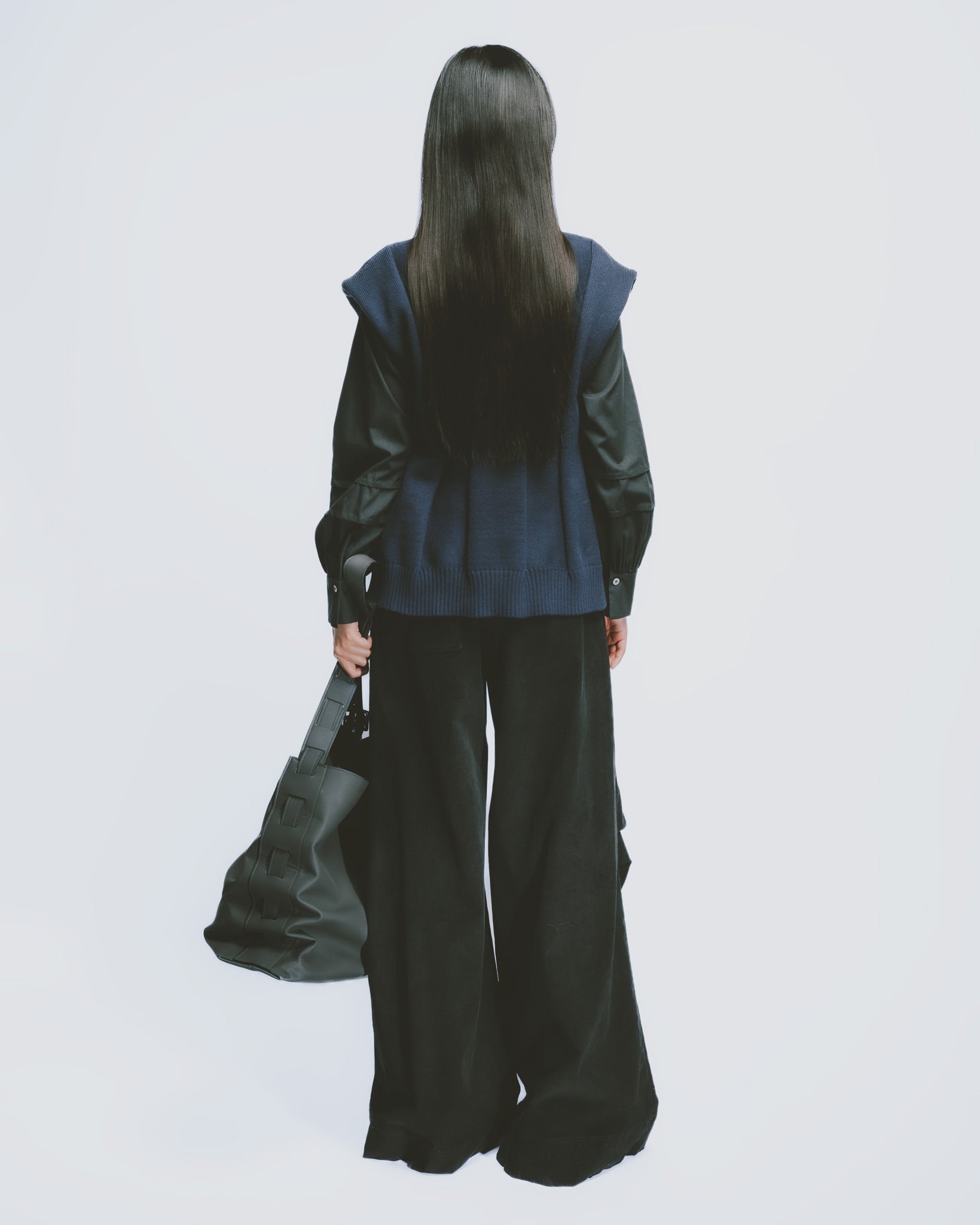 リブニットベスト｜Navy