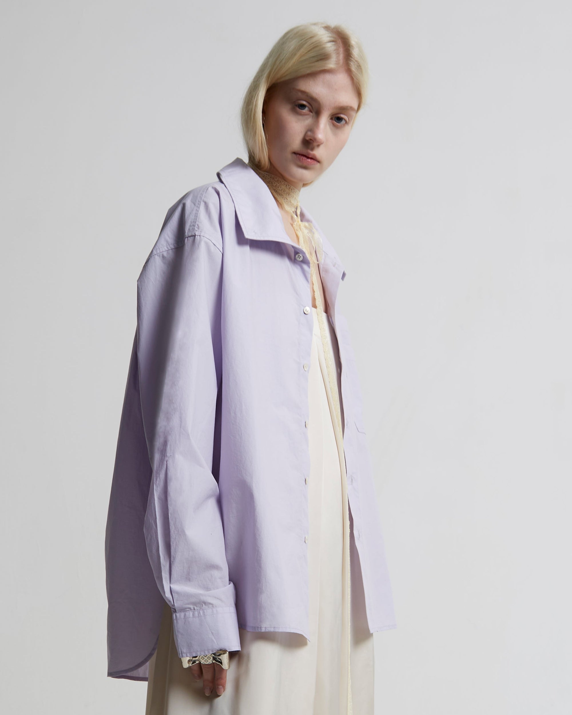 Convertible Collar Shirt | Light Purple
