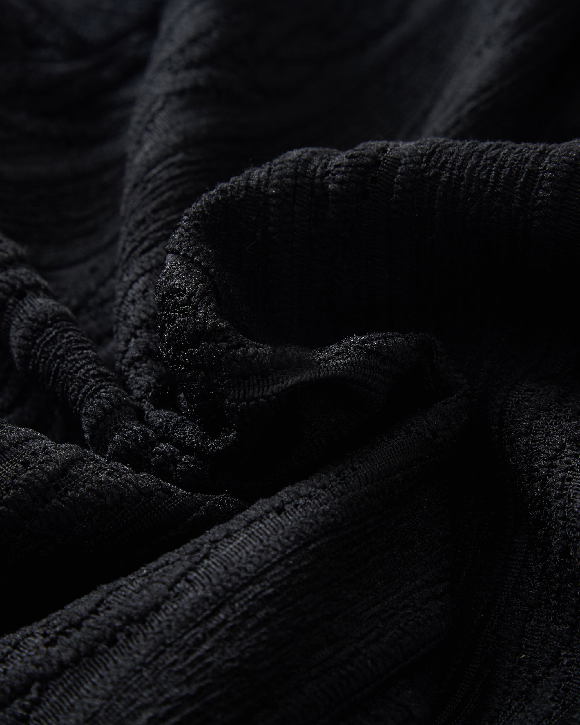 レース立体ニットオーバーシャツ｜black