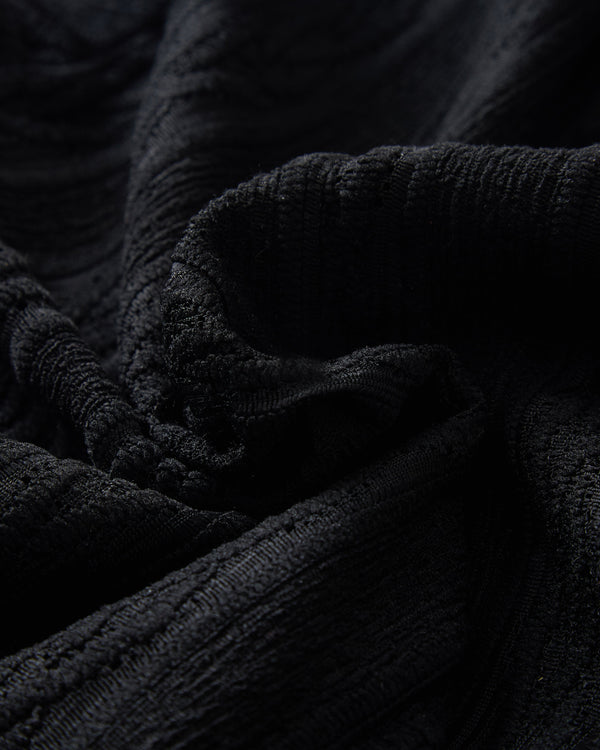 レース立体ニットオーバーシャツ｜black