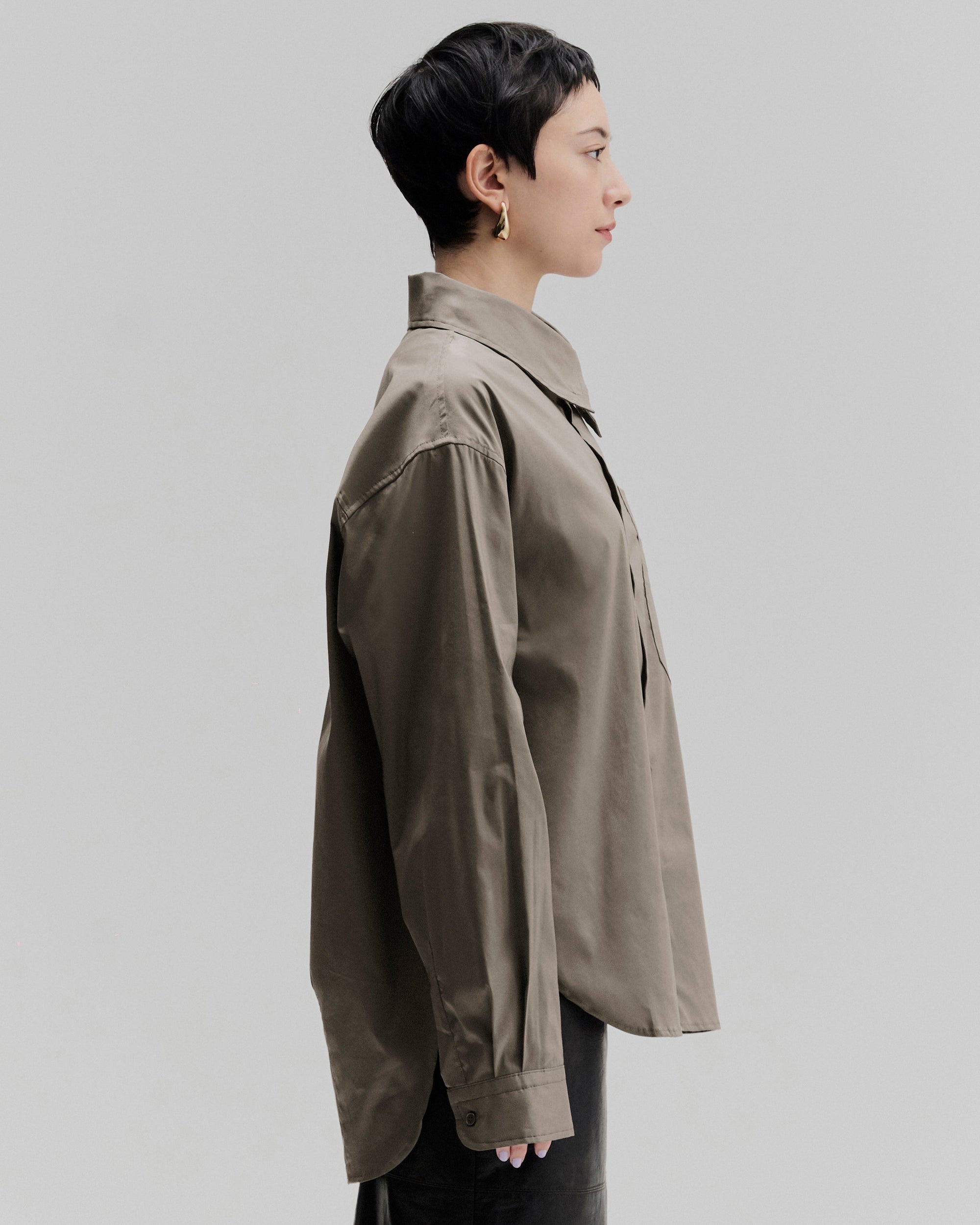 Convertible Collar Shirt | Sage Green