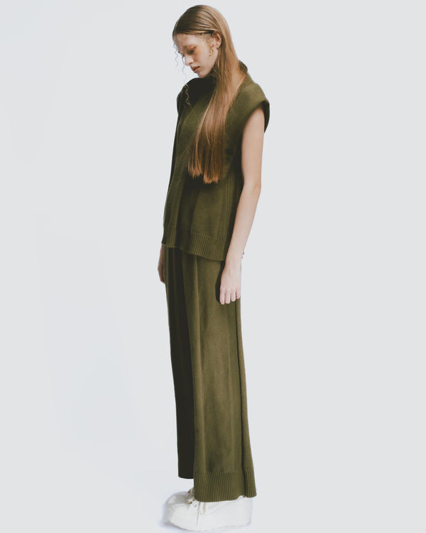 リブニットパンツ｜Olive
