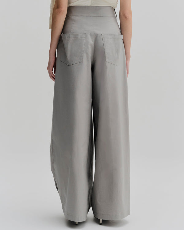 Pleated Wide Cuff Pants | Light Grey