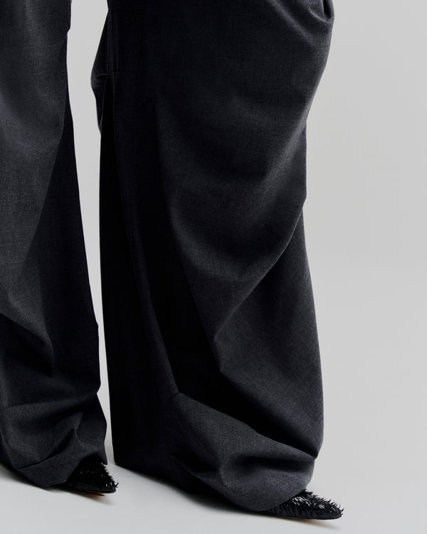 Structured High-Rise Pleated Pants | Dark Gray