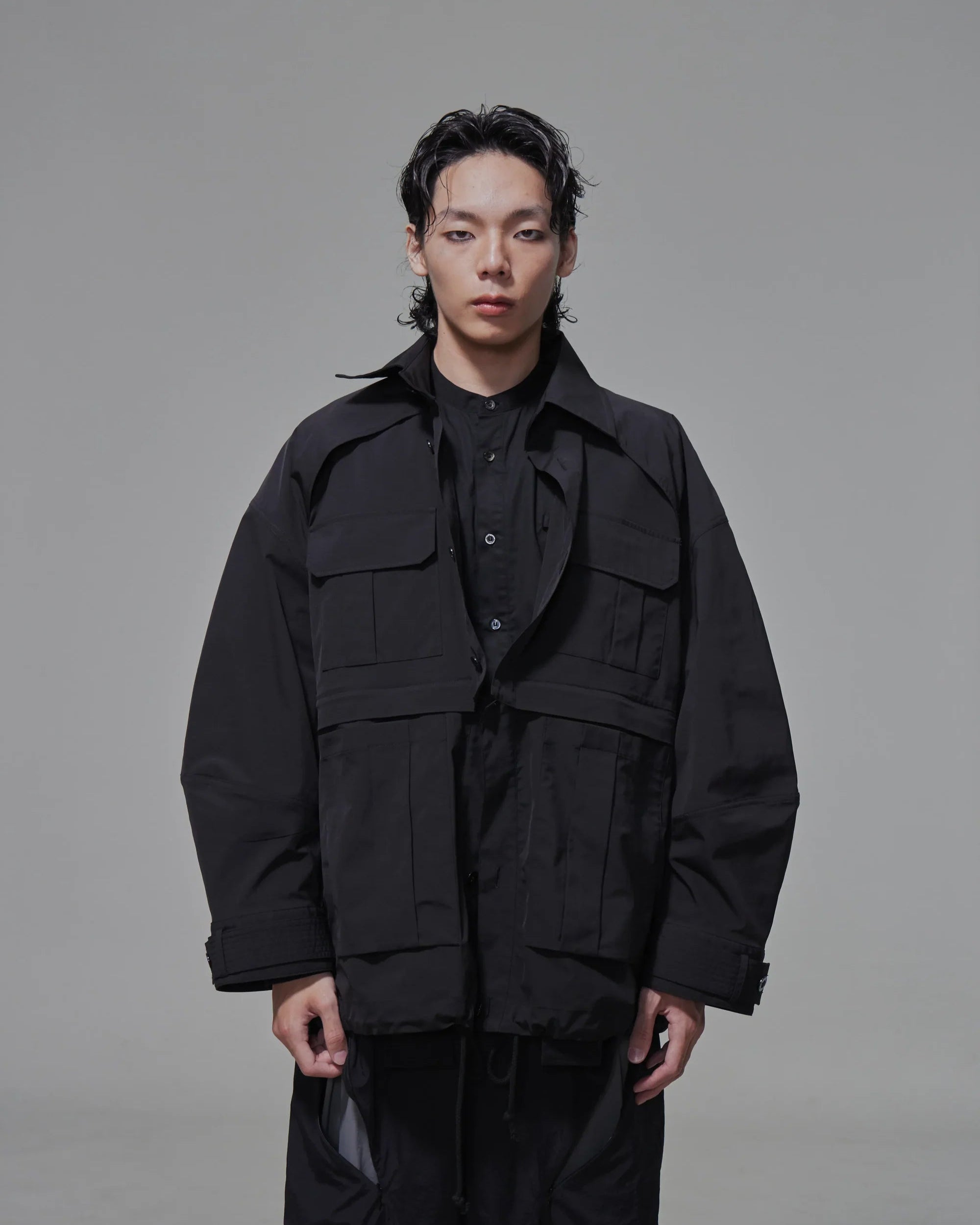 Oversized multi-way Field Jacket Black