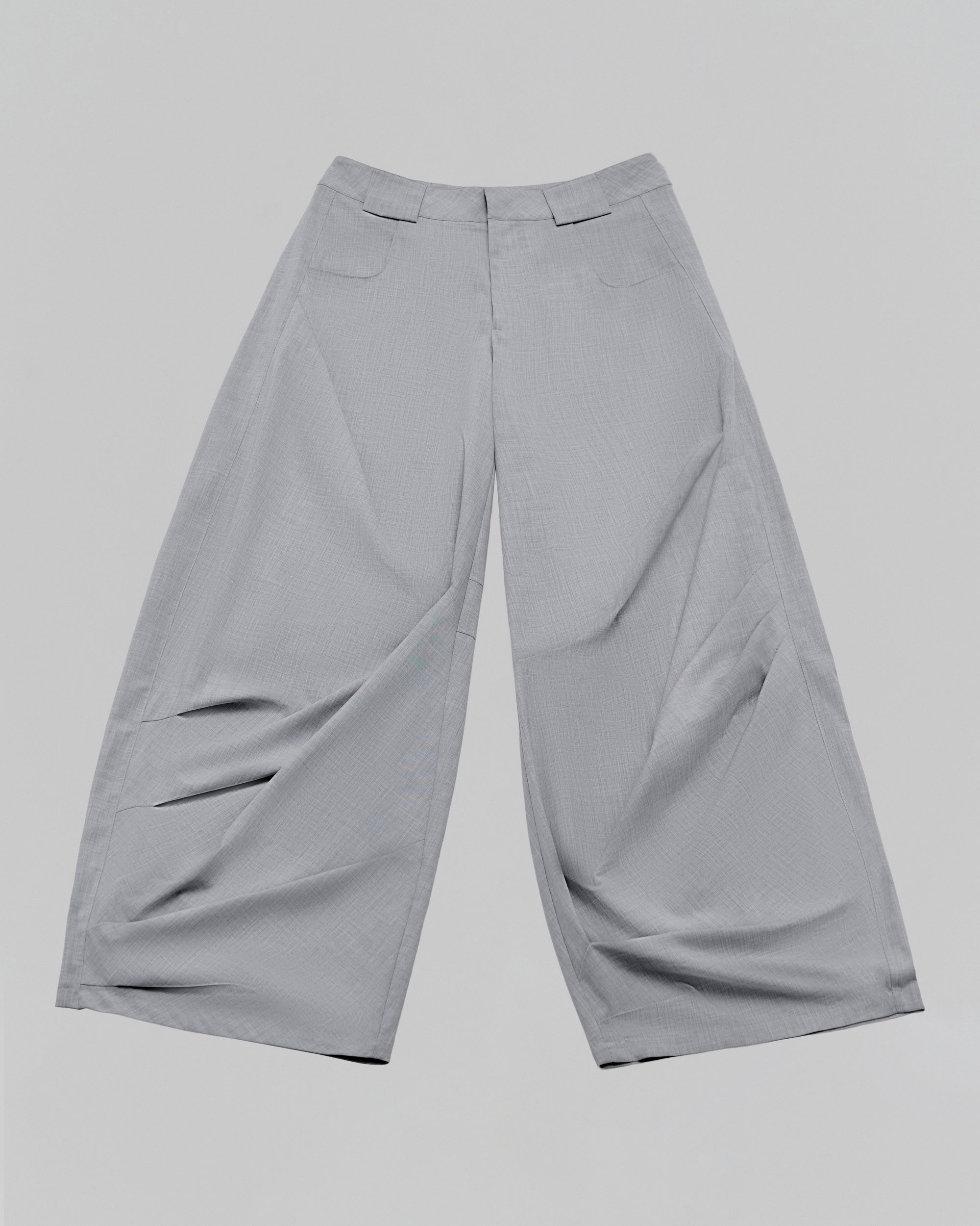 Structured High-Rise Pleated Pants | Light Gray