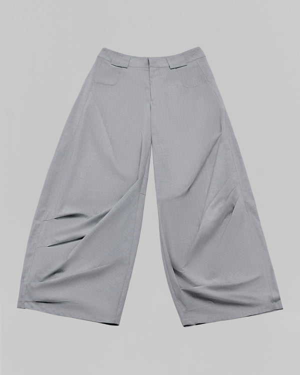 Structured High-Rise Pleated Pants | Light Gray