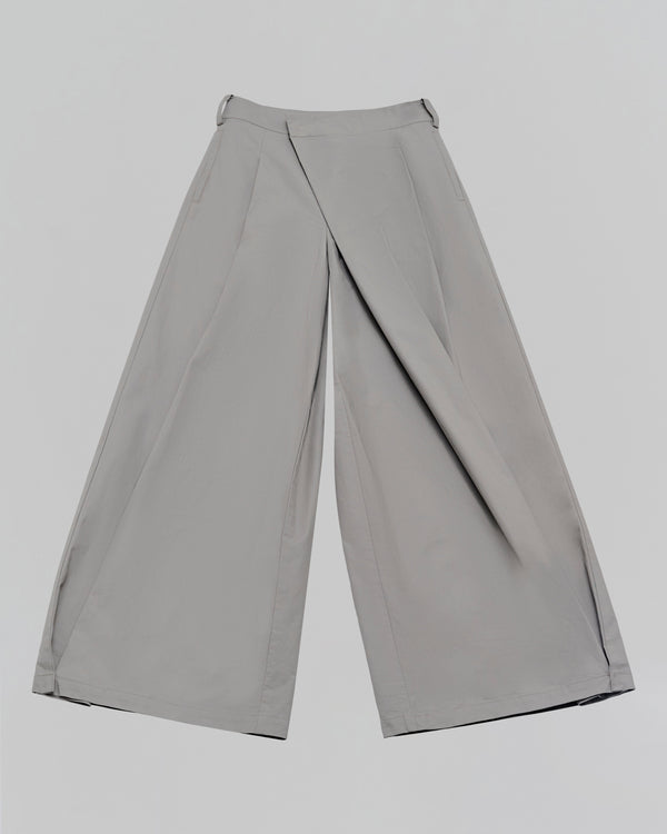 Pleated Wide Cuff Pants | Light Grey