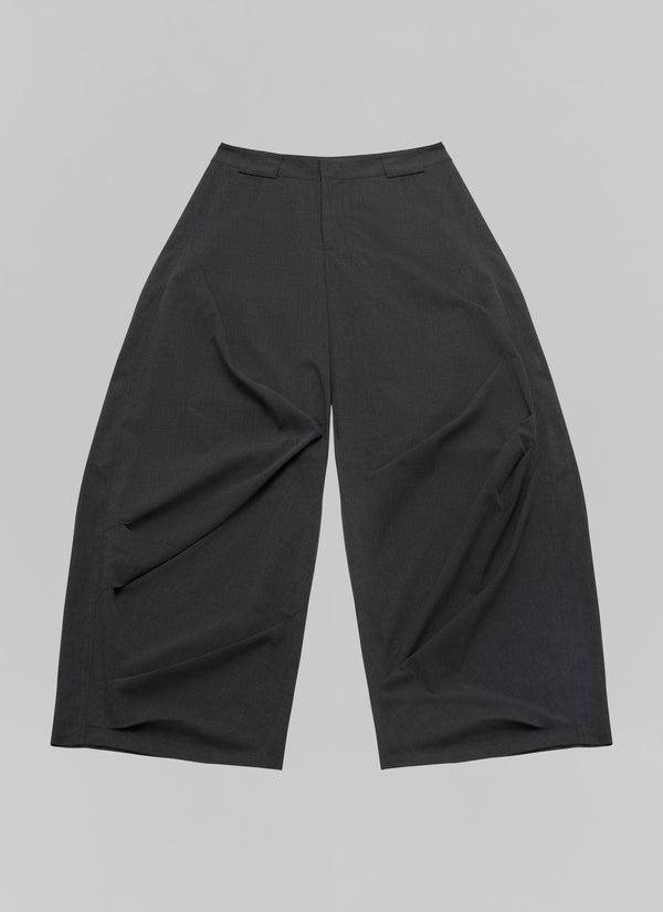 Structured High-Rise Pleated Pants | Dark Gray