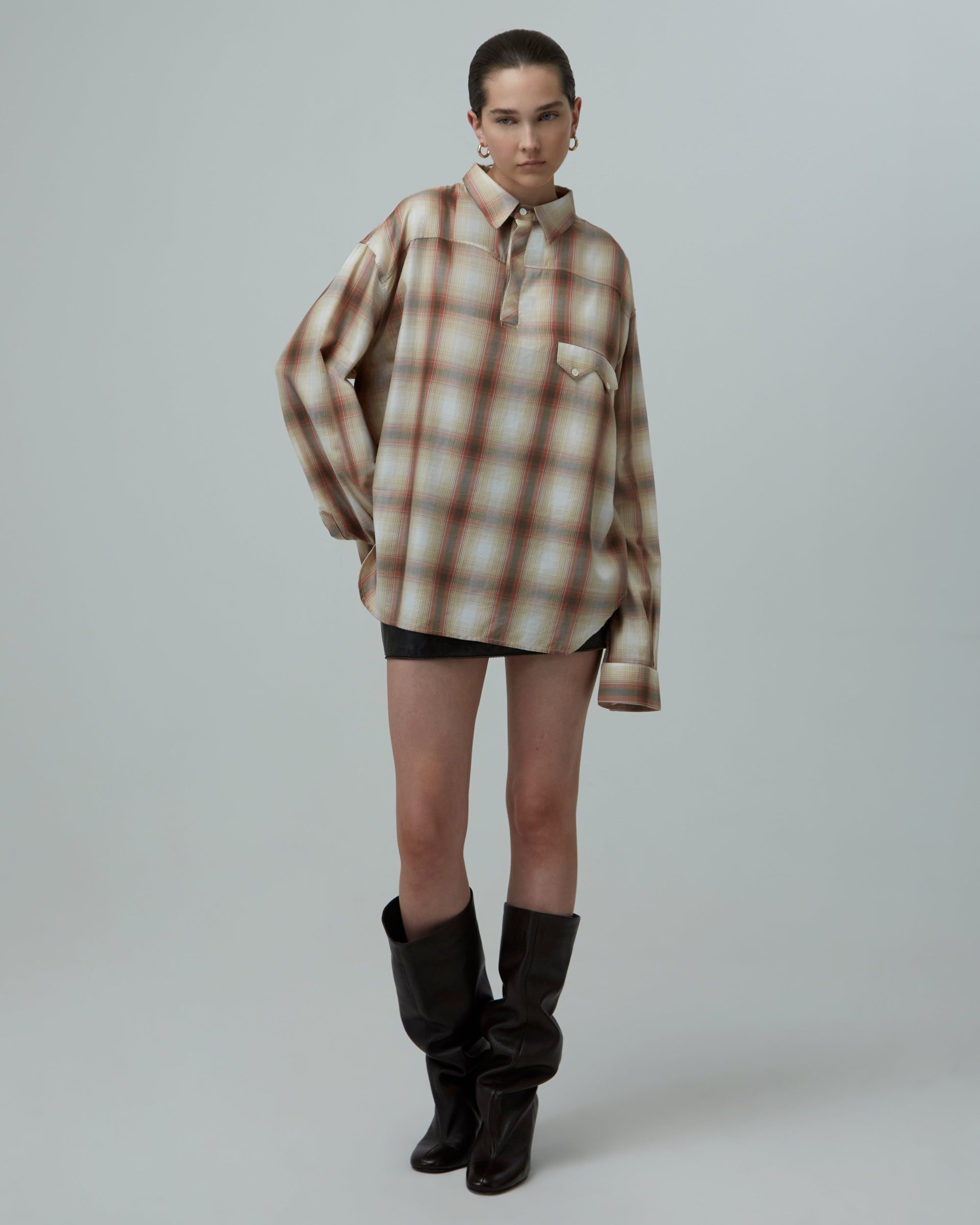 Oversized Overshirt | Beige-Brown