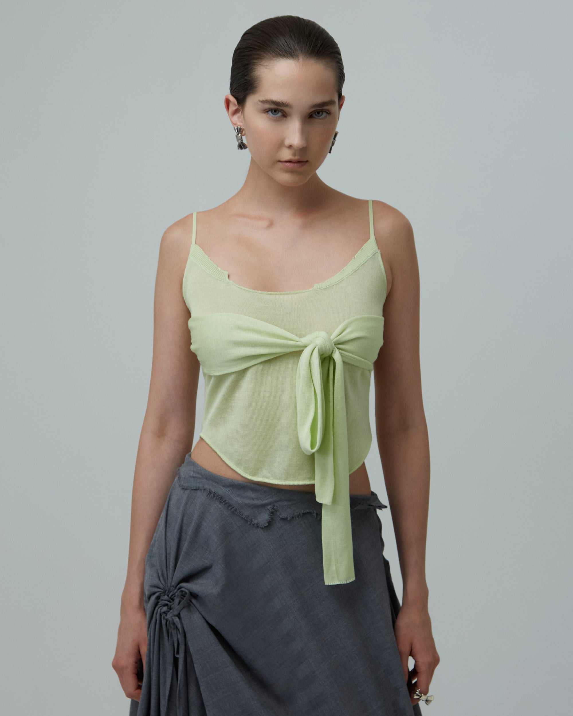Tie-Front Knit Top | Pale Green