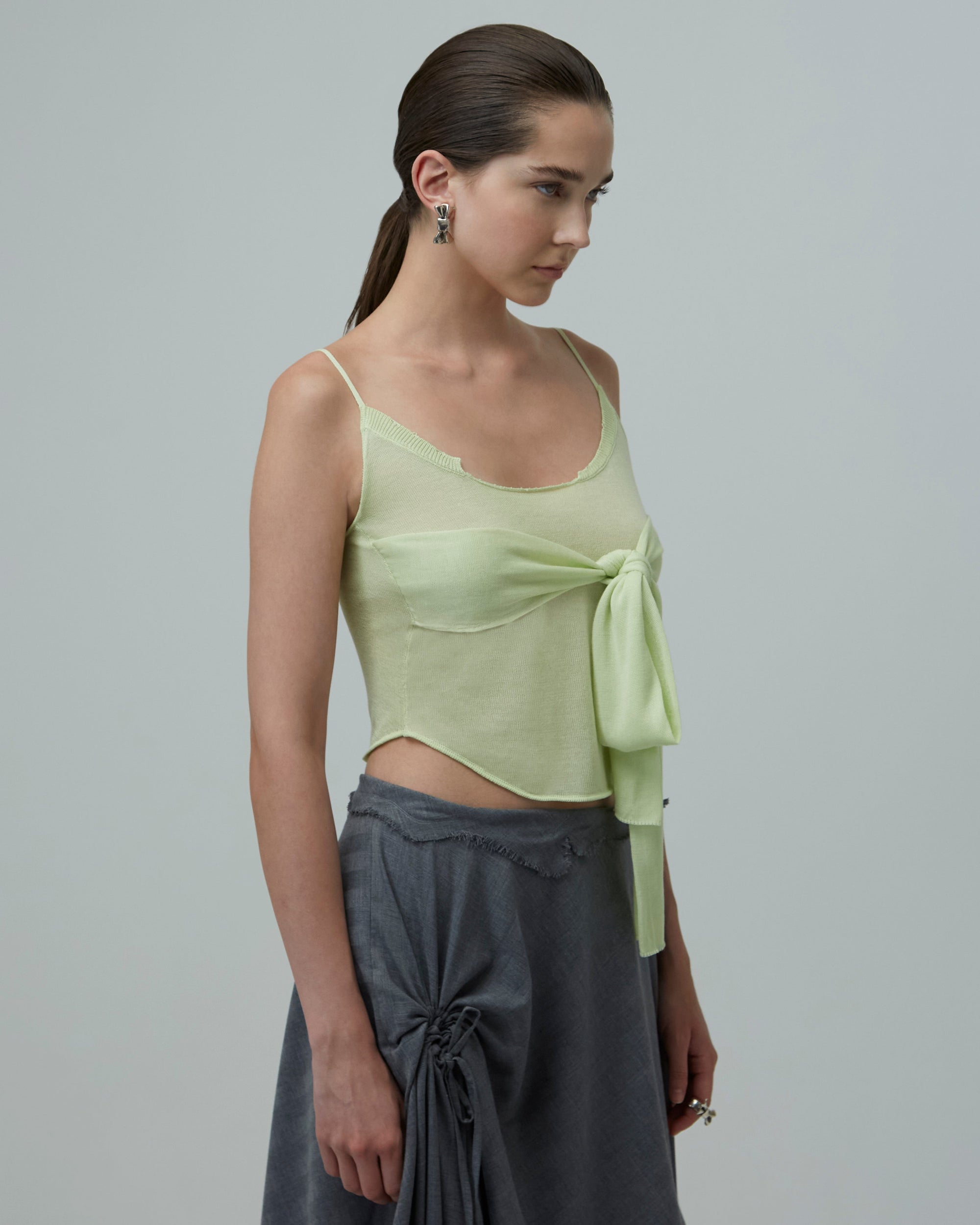 Tie-Front Knit Top | Pale Green