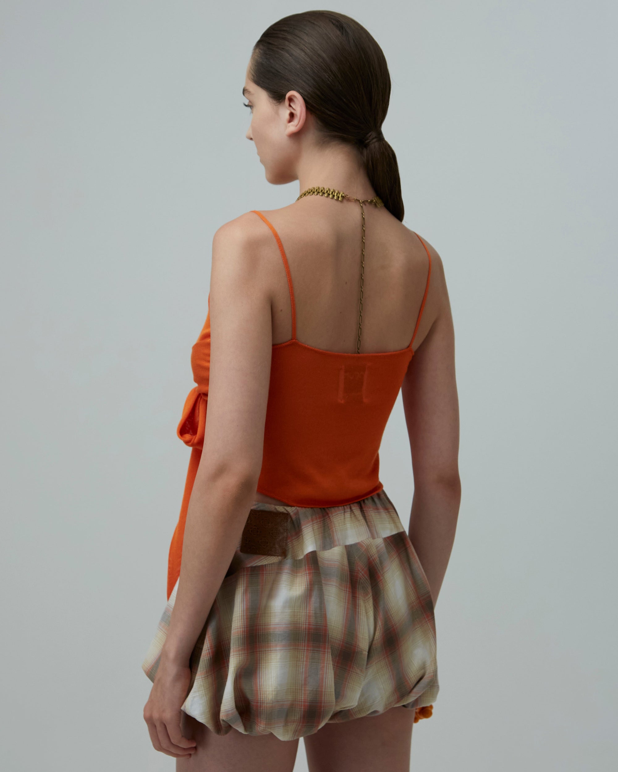 Tie-Front Knit Top | Orange