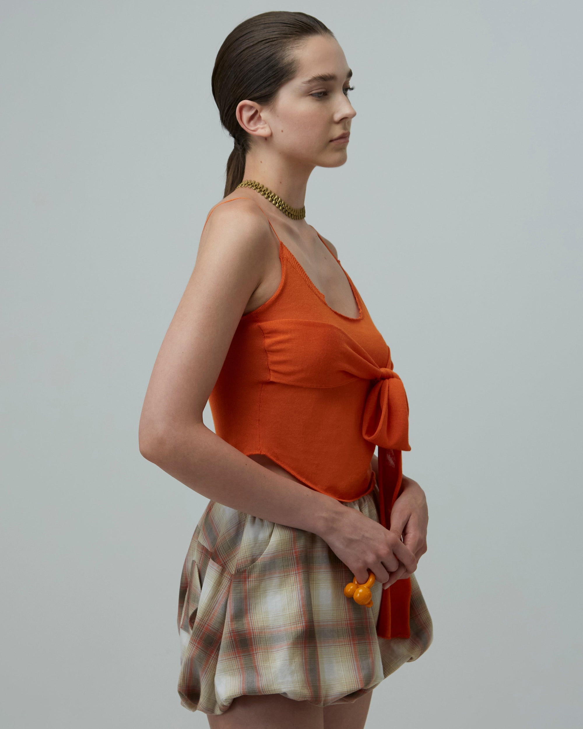 Tie-Front Knit Top | Orange