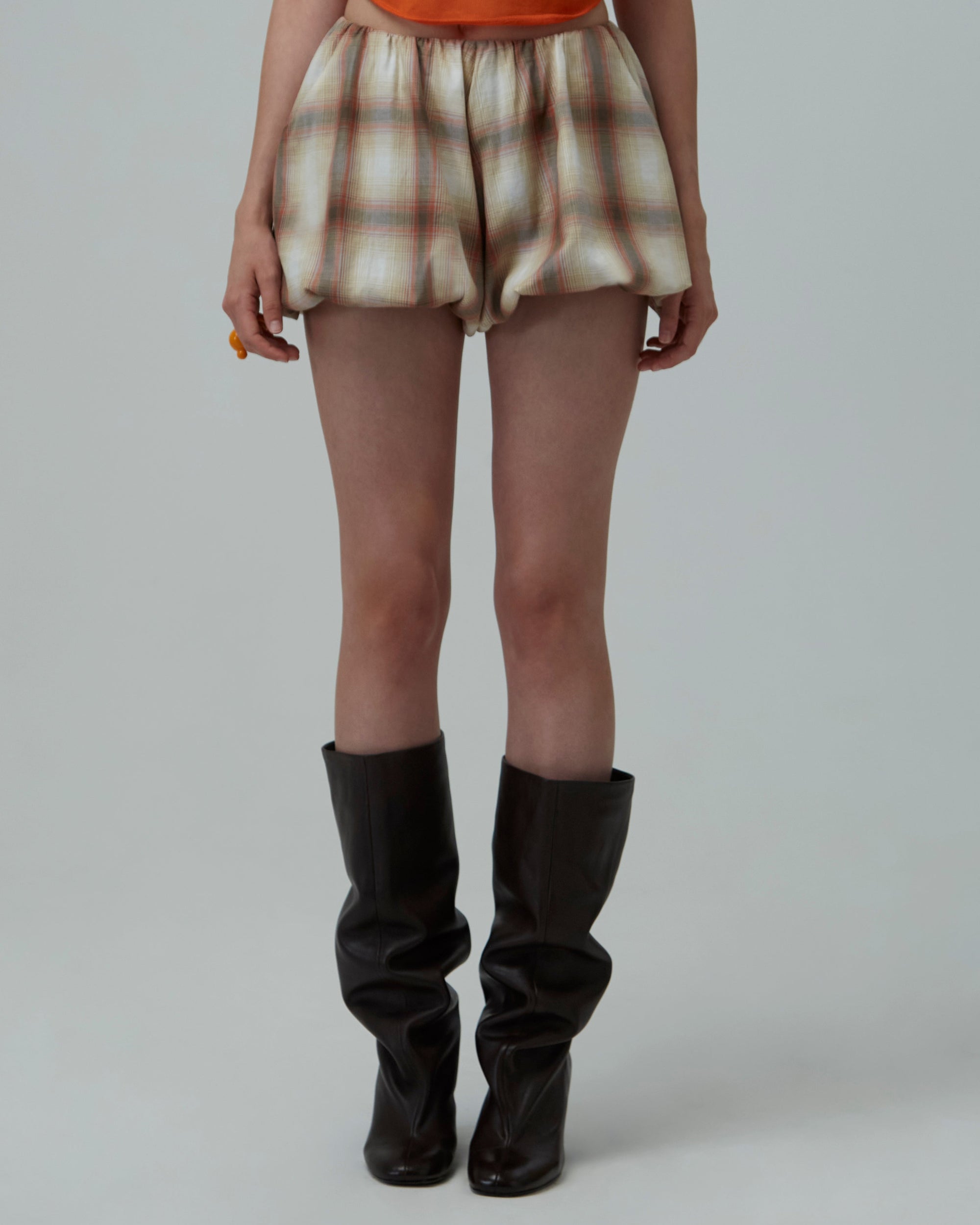 Bubble Cotton Shorts | Beige-Brown