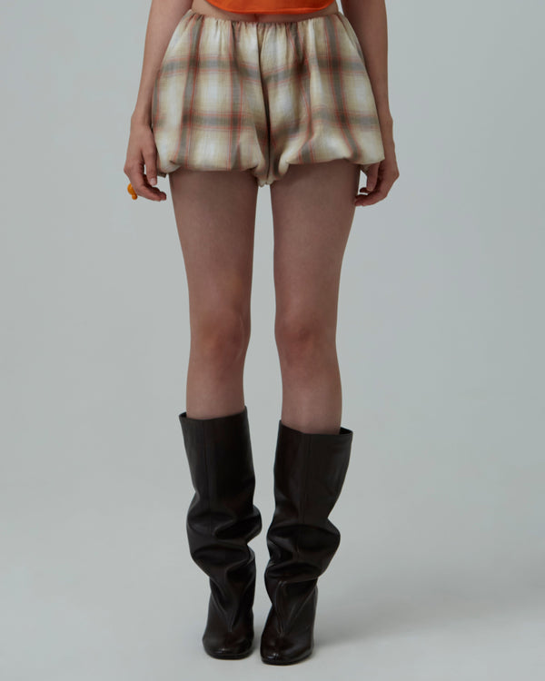 Bubble Cotton Shorts | Beige-Brown