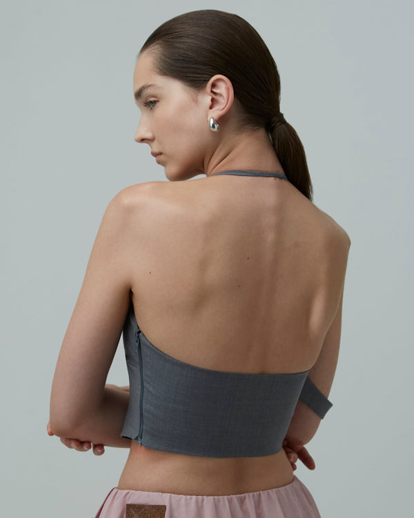 Wool-Blend Halter Bralette Top